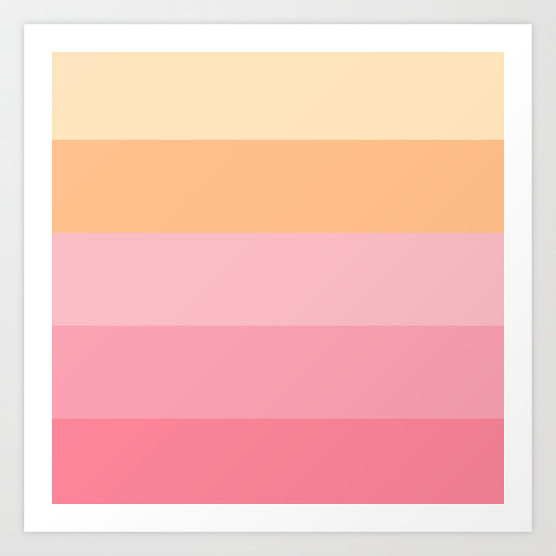 Paradise Pink Carnelian Peach Coral Raspberry Gold Stripe Beautiful Multi Colour Art Print By Sharon Mau Society6