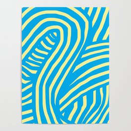Blue and yellow stripe pattern Poster