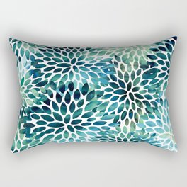 Floral Watercolor, Navy, Blue Teal, Abstract Watercolor Rectangular Pillow
