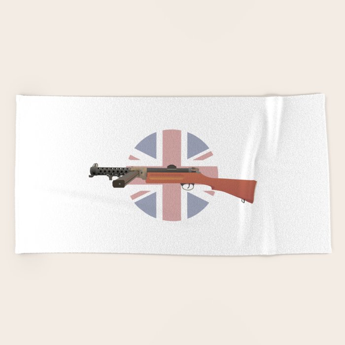 British WW2 Lanchester Submachine Gun Beach Towel by NorseTech Society6