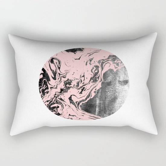 Kennett - abstract marble pink pastel painting boho urban city bklyn black and white modern minimal Rectangular Pillow