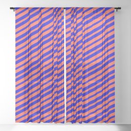 [ Thumbnail: Red and Blue Colored Lines Pattern Sheer Curtain ]