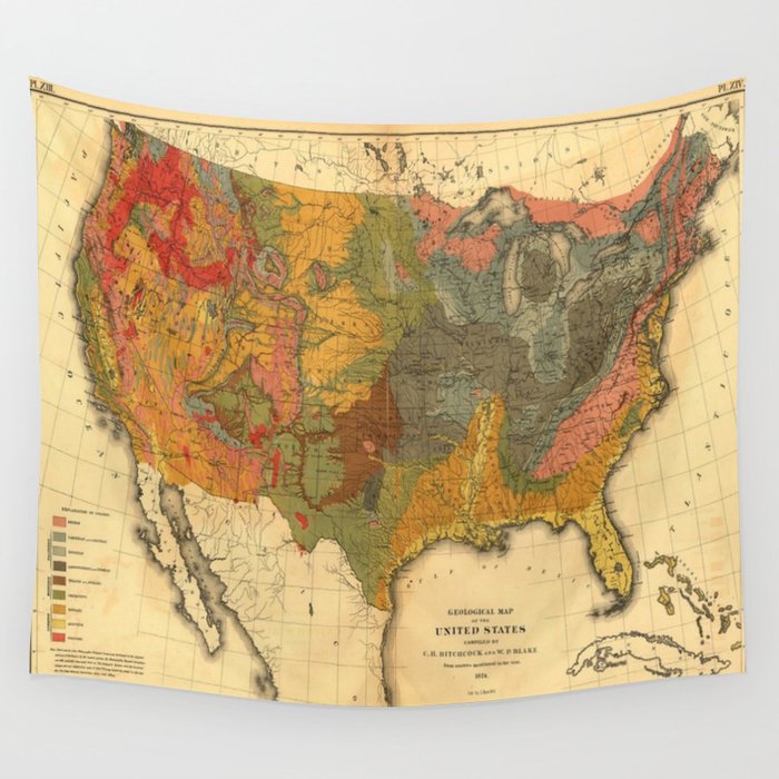 Vintage United States Geological Map Wall Tapestry