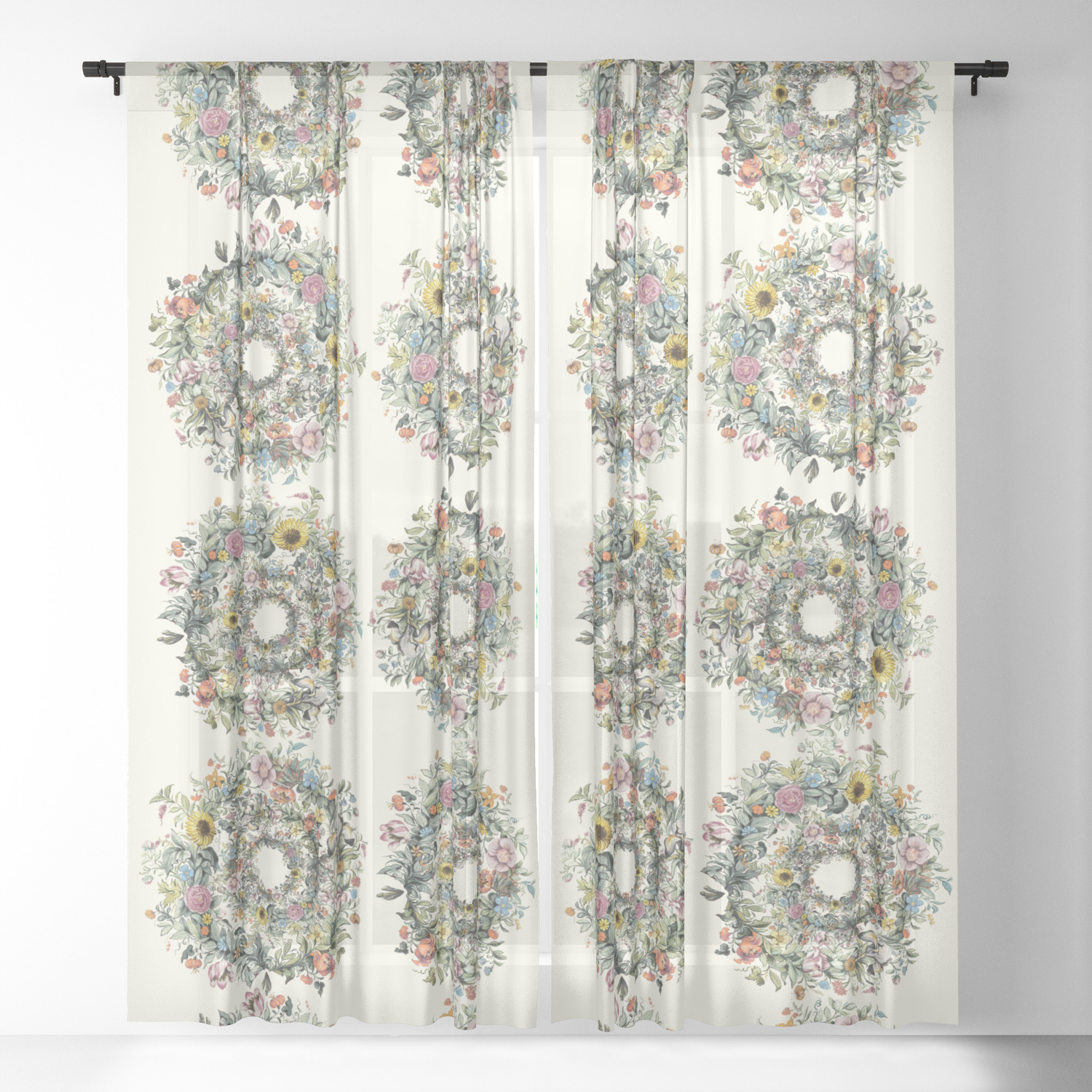 Circle Of Life Cream Sheer Curtain By Anipani Society6 Circle Of Life Cream Sheer Curtain By