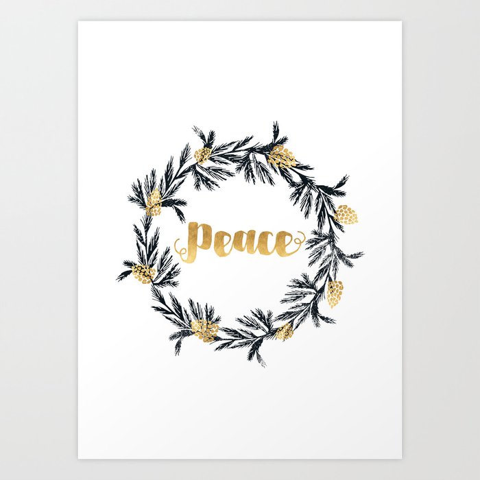 Christmas Wreath Peace Art Print