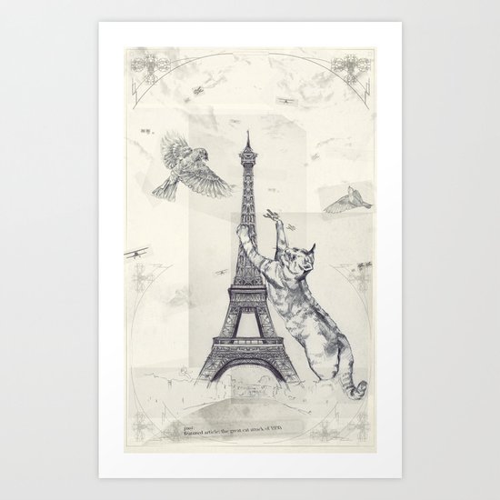 cat attack Art Print