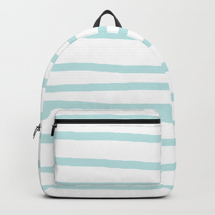 Simply Drawn Stripes Succulent Blue on White Backpack