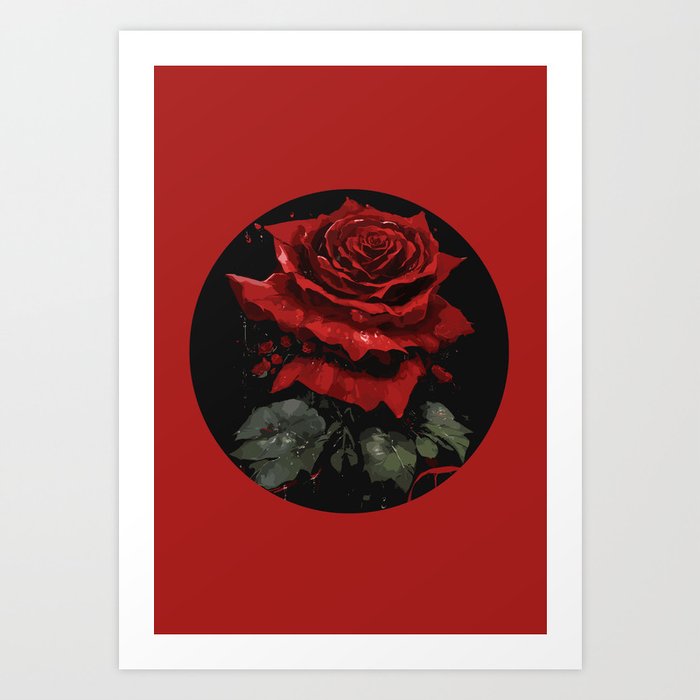 VIntager red rose circle Art Print