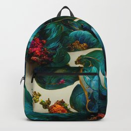 Botanicals on Fresh Milk Backpack | Botanical, Scandi, Graphicdesign, Pattern, Wild, Blue, Floral, Green, Wet, Polished 