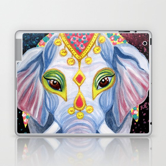 Indian Holi Elephant Watercolor And Acrylic Painting Laptop Ipad Skin By Ilylilyart Society6