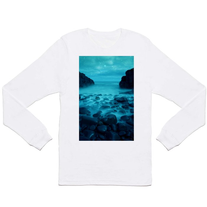 Blue Rocks Ocean and Stars Long Sleeve T Shirt