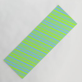 [ Thumbnail: Light Green & Light Sky Blue Colored Lines/Stripes Pattern Yoga Mat ]