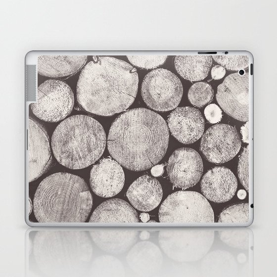 Black and White Stacked Logs x Hygge Rustic Cabin  Laptop & iPad Skin
