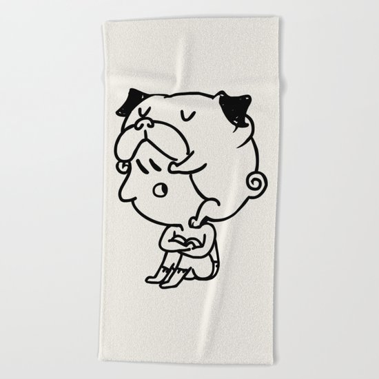 Cuddly Pug Beach Towel