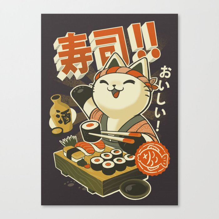 Cat Sushi Canvas Print