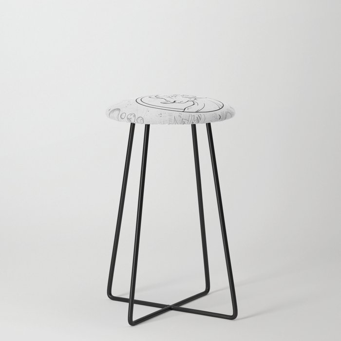 Aries Star Sign (Black and White) Counter Stool