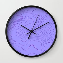 Purple Drawing Topographic Waves #4 Wall Clock