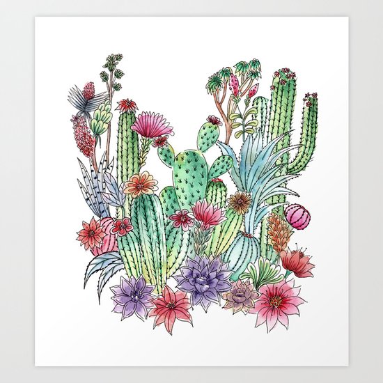 Cactus garden Art Print