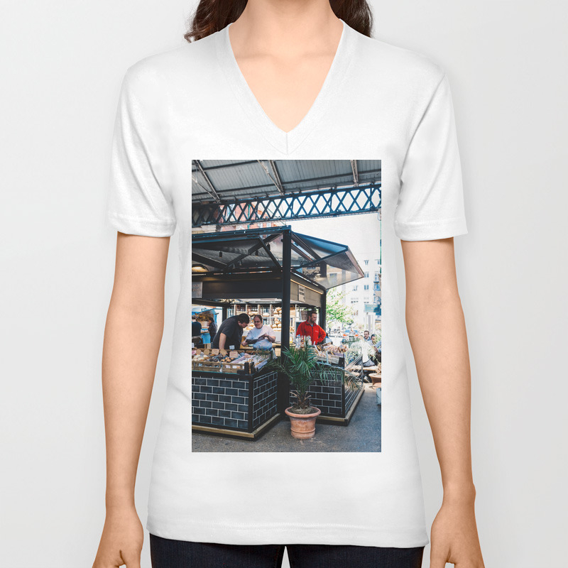 Bakery in Old Spitalfields Market Unisex V-Neck T-shirt by jjfarq