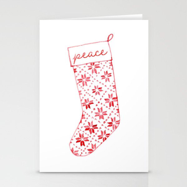 Christmas Stockings Red and Green Stationery Cards