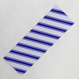 [ Thumbnail: Lavender & Dark Blue Colored Striped Pattern Yoga Mat ]