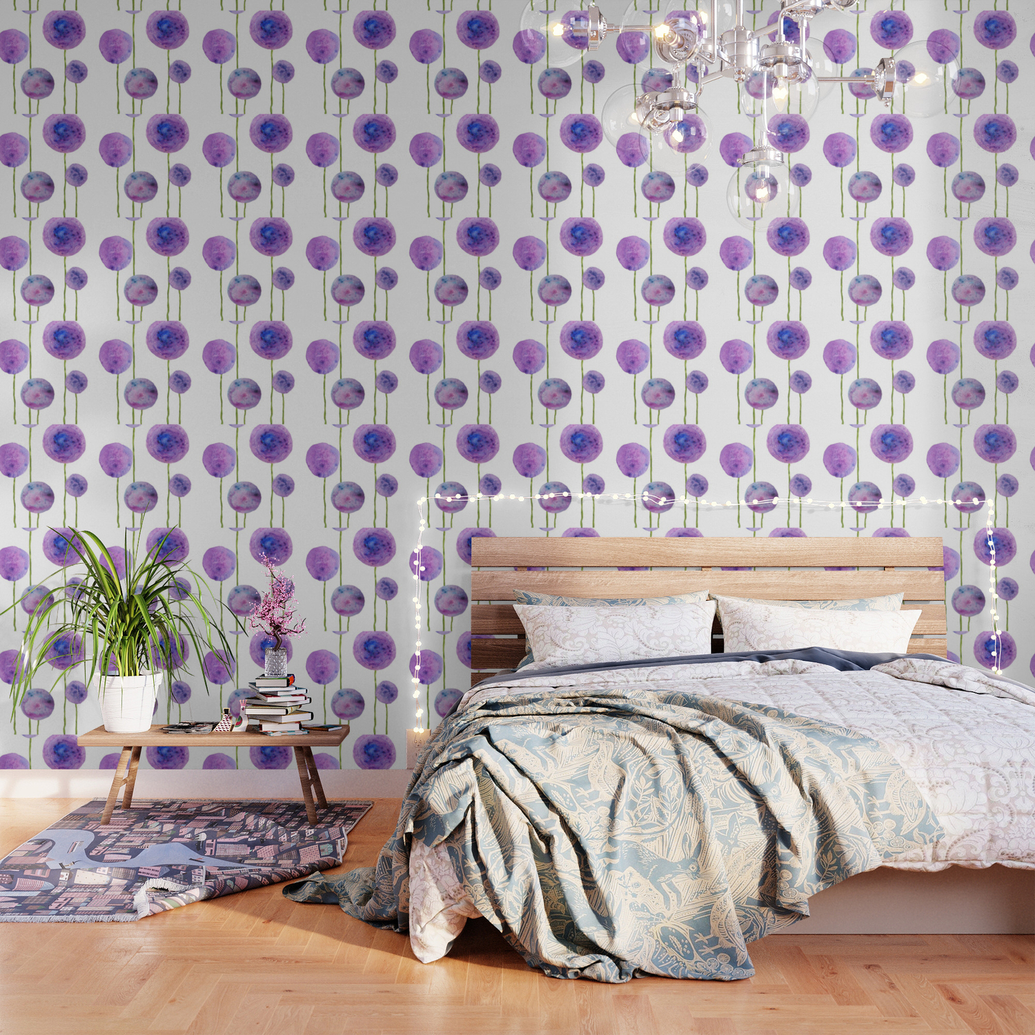 Abstract Purple Onion Flowers Wallpaper By Colorandcolor Society6