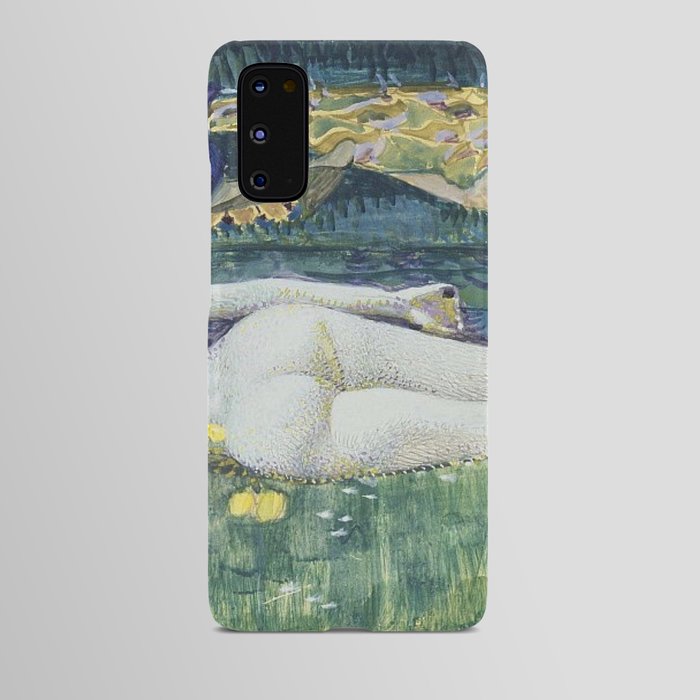 Laying Nude; river with peacocks beautiful figurative nude portrait painting by Mikhail Aleksandrovich Vrubel Android Case