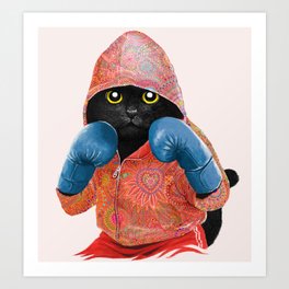 Boxing Cat 2  Art Print