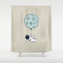 Baby-spaceman Fly With Moon Like A Balloon Shower Curtain