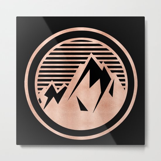 THE MOUNTAIN Rose Gold Metal Print