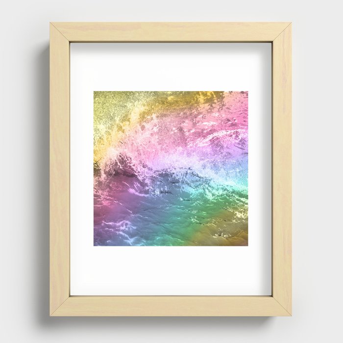 Ocean Waves Rainbow Gradient Texture Recessed Framed Print
