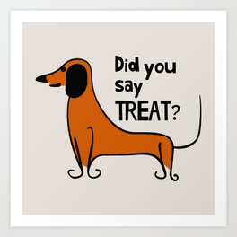 Cute Dachshund Dog And Bone Sausage Dog  Art Print