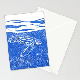 Under the surface, a diving leatherback Stationery Card