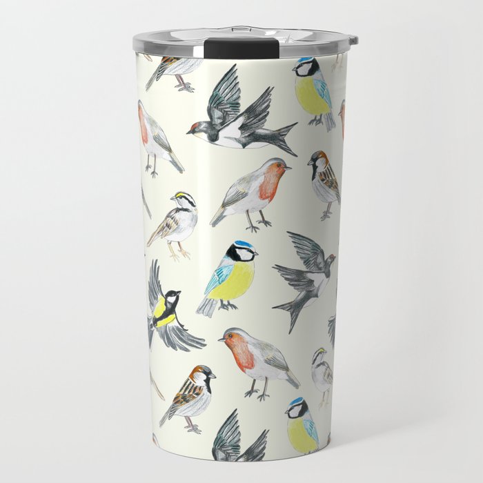 Illustrated Birds Travel Mug