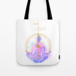 I am Light Affirmation | Modern Energy Art | Watercolor Meditation Spiritual Illustration Tote Bag