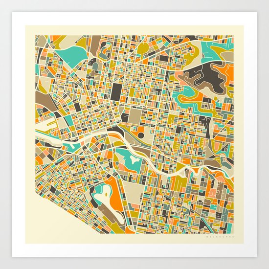 Melbourne Map Art Print