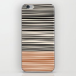 Natural Stripes Modern Minimalist Colour Block Pattern Black Rust Almond Cream iPhone Skin