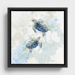 Swimming Together 2 - Sea Turtle  Framed Canvas