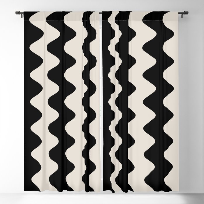 Creamy Beige and Black Stripe Pattern Pairs 2022 Popular Color Shoji White SW 7042 Blackout Curtain