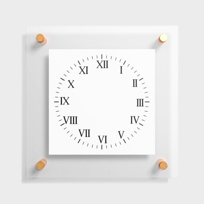 White Clock with black Roman Numbers : Roman Clock Floating Acrylic Print
