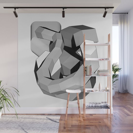 Abstract Geometric 3d Heart Wall Mural By Bitart Society6