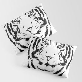 Black and white tiger head with lines Pillow Sham