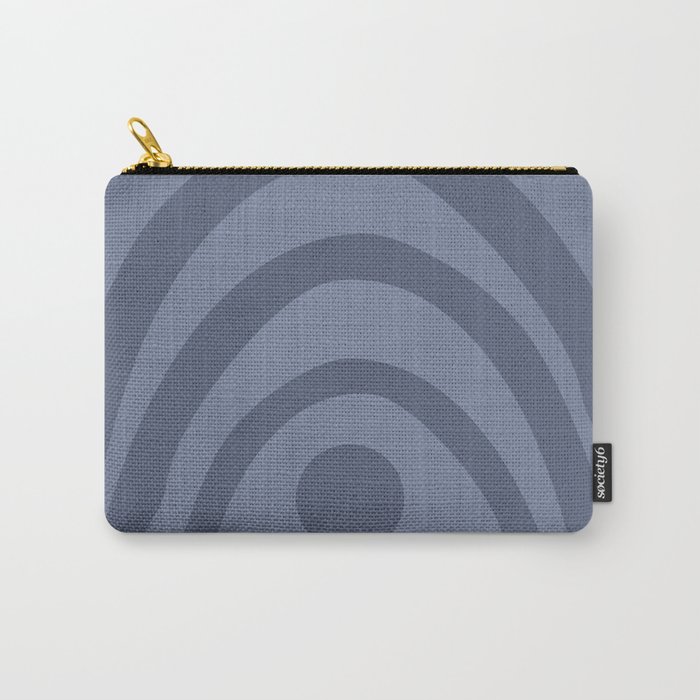 Bold Gray Blue Rainbow Arch on Handwoven Cloth Carry-All Pouch
