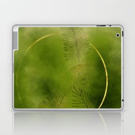 Tropical Leaves & Golden Rings Green Tones Laptop Skin