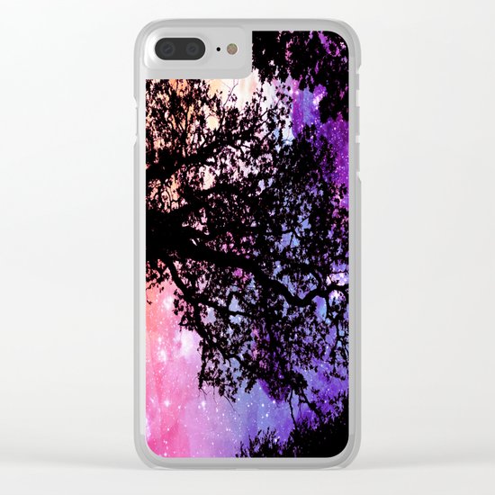 Black Trees Pink Purple Space Clear iPhone Case