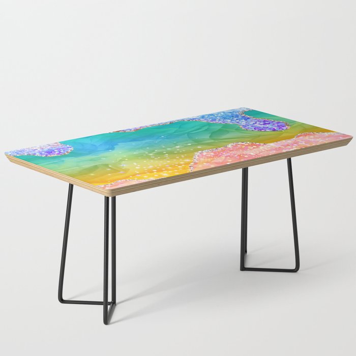 Vibrant Rainbow Glitter Agate Texture 03 Coffee Table