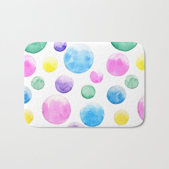 cheerful colorful bubbles Bath Mat