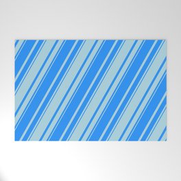 [ Thumbnail: Blue & Light Blue Colored Lines/Stripes Pattern Welcome Mat ]
