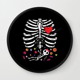 Cute Halloween Pregnancy Skeleton Baby Girl Wall Clock