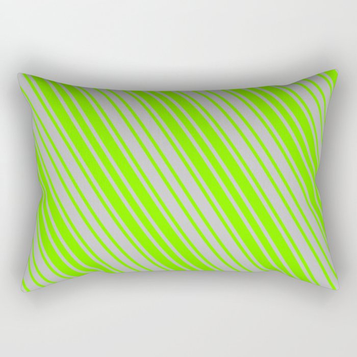 Green and Grey Colored Pattern of Stripes Rectangular Pillow